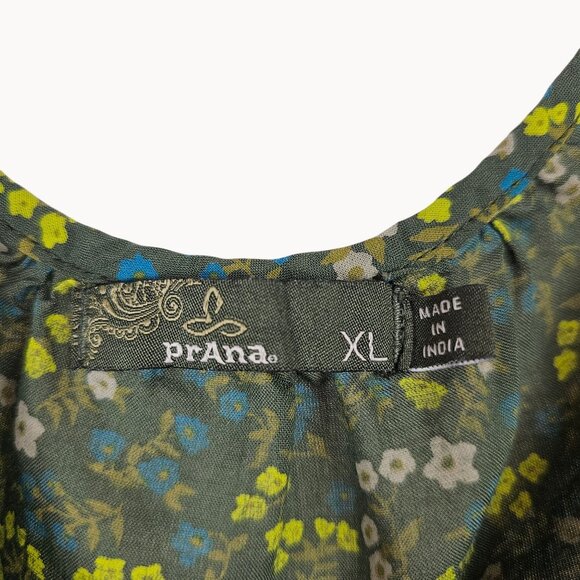 Dainty Floral Cottage Boho Cabincore Cold Shoulder Blouse Prana Green Yellow XL - Picture 7 of 10
